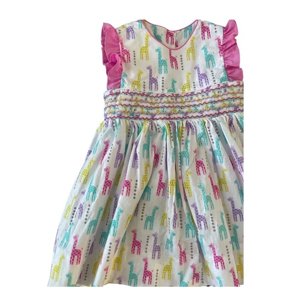 Petit Bebe Smocked Giraffe Dress 12m - Picture 2 of 6